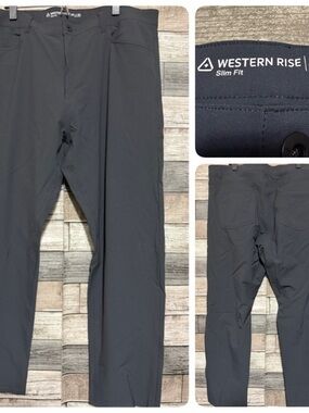 Western Rise Slim Fit Performance Pants Men’s 40x30 Black Stretch